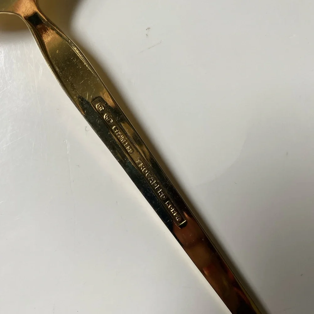 Pierced All Stainless Pie Server Golden Trocadero Gold Electroplate